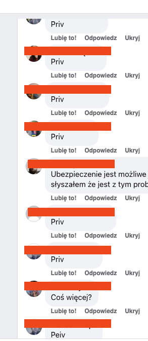 Komentarze pod reklamą - zapytania od potencjalnych klientów